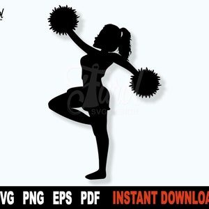 Cheerleader SVG Cut File, Black Cheerleader Silhouette, Sport clipart SVG File For Cricut, cheerleading svg clipart- Digital Download