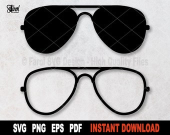 Aviator Sunglasses SVG: Black Silhouette Cut File (Digital Download)
