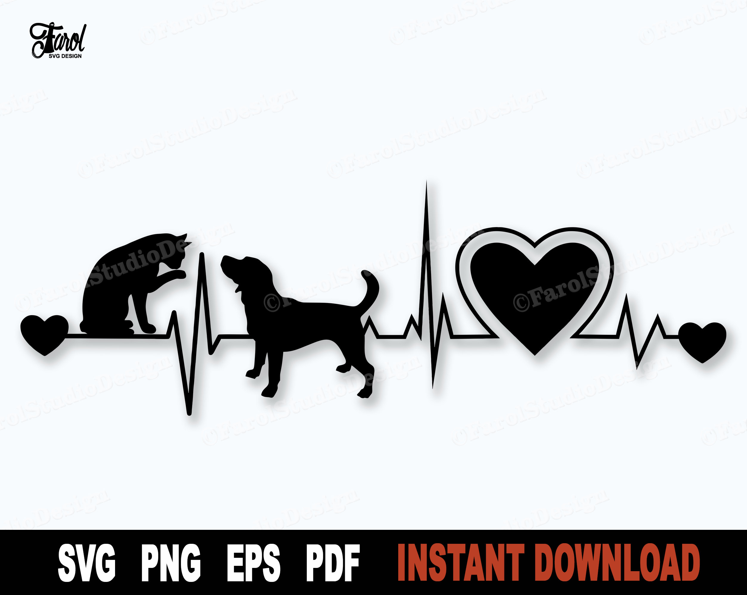 Cat SVG Dog SVG Dog and Cat Heartbeat Svg File for Cricut Etsy