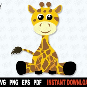 Giraffe SVG, schattige Giraffe SVG-bestand voor Cricut, Baby Giraffe, silhouet, babyjongen, baby meisje Png clipart cut-bestand, instant digitale download