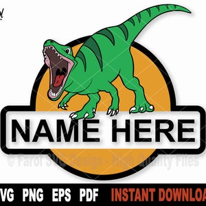 Dinosaur SVG, Dinosaur Name Frame SVG File For Cricut, Silhouette, T-Rex Png, Vector Clipart Svg Cut File-  Instant Digital Download