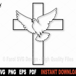 Cross With Dove Svg File for Cricut, Silhouette, Christian Bible Verses Vector Clipart, Shirt Png Design- Instant Digital Download
