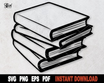 Bokstapel Svg: Skola & Högskola Vektor Clipart (Digital Nedladdning)