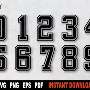 Sport Numbers SVG Bundle,  Sport Jersey SVG File For Cricut, Silhouette, Svg Cut File, Vector Clipart, Shirt Print- Instant Digital Download