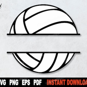 Volleyball SVG, Solid Voleyball Split Monogram, SVG Cut File, Svg File For Cricut, Sport Clipart, Instant Digital Download