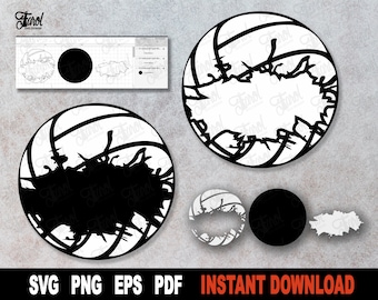 Volleyball Split Monogram SVG: Sport Clipart PNG (Digital Download)