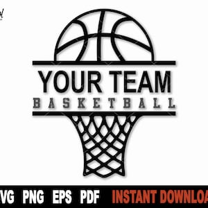 Panier de basket SVG | Nom fractionné Svg | Conception d'équipe sportive | Fichier de coupe Cricut & Silhouette | Téléchargement instantané