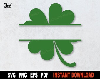 Shamrock SVG-fil: Klöver med delad namnram, St Patricks Day (digital nedladdning)