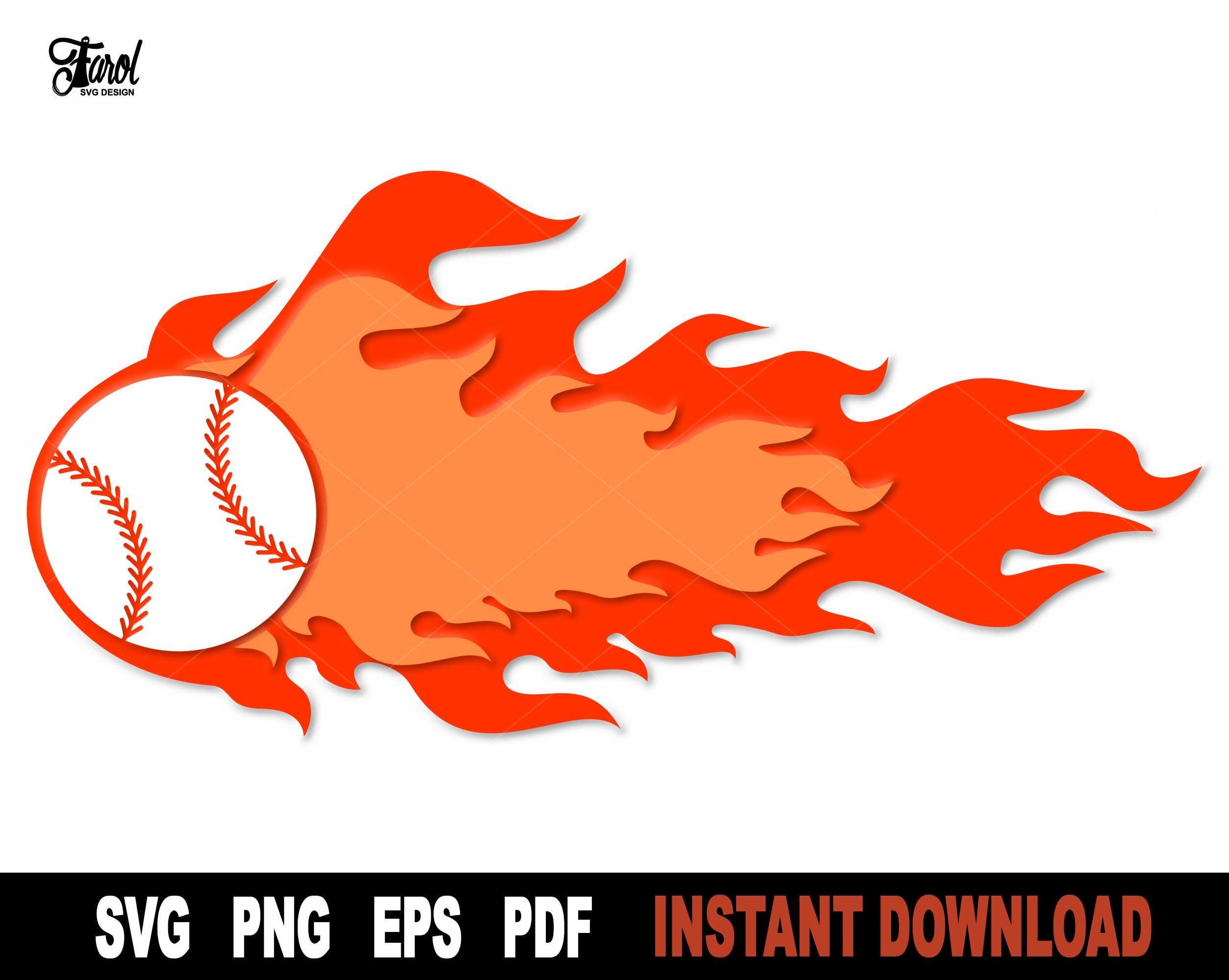 Baseball Svg Baseball With Flames of Fire Svg File for - Etsy