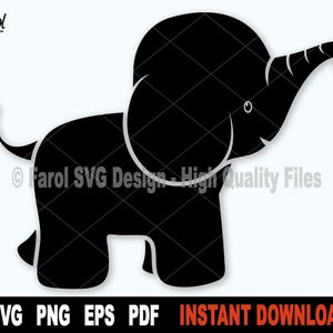 Elephant SVG, Baby Elephant SVG File For Cricut, Black Silhouette, Elephant, Baby Boy Shower, Clipart Cut File-  Instant Digital Download