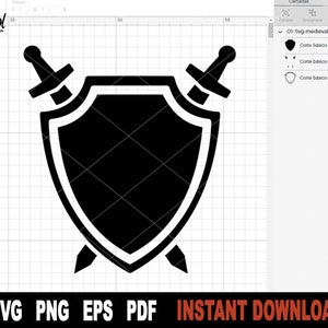 Medieval Shield With Sword, Armor of God Cut File, Shield Of Faith SVG Files For Cricut, Christian Clipart - Instant Digital Download