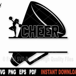 Megaphone Cheerleader SVG: Cheer Name Frame, Sport Clipart (Digital Download)