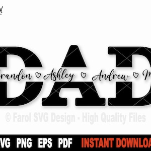 Dad Svg: Split Name Frame, Father&#39;s Day Cricut File (Digital Download)