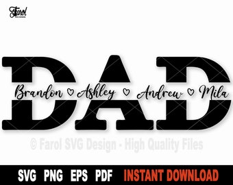 Dad Svg: Split Name Frame, Father's Day Cricut File (Digital Download)