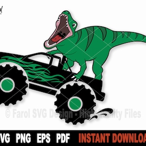Monster Truck Svg, Dinosaur Svg,  Dino Monster Truck Svg File For Cricut, Silhouette, T-Rex Png, Vector Clipart Cut File-  Instant Download