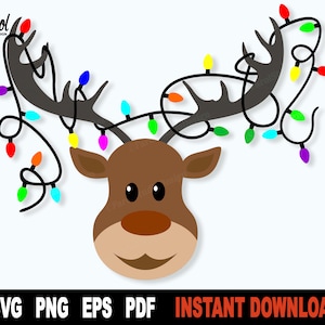Rendieren Svg, Kerst Svg-bestand voor Cricut, silhouet, Rendieren Svg Vector Cut File, Kerstverlichting Svg - Instant Digitale Download