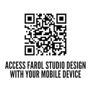 May include: Black and white QR code with the text "ACCESS FAROL STUDIO DESIGN WITH YOUR MOBILE DEVICE" below it.