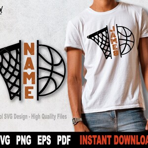 Basketball SVG, Basketball and  Hoop Split Monogram Svg Cut File, Svg File For Cricut, Silhouette, Sport Clipart- Instant Digital Download