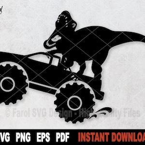 Monster-Truck-Svg, Dinosaurier-Svg, Dino-Monster-Truck-Svg-Datei für Cricut, Silhouette, T-Rex Png, Vektor-Clipart-Schnitt-Datei - Instant Download