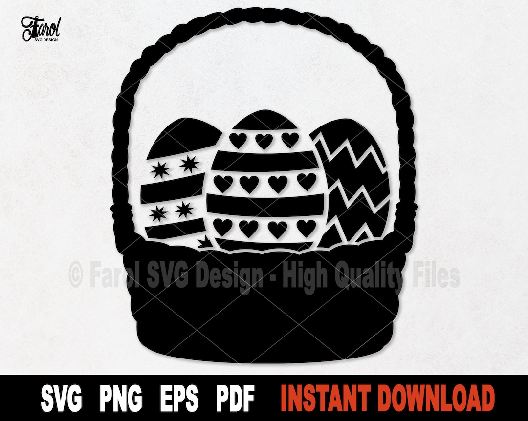 Easter Egg Basket SVG Easter Egg Svg File for Cricut Black Etsy