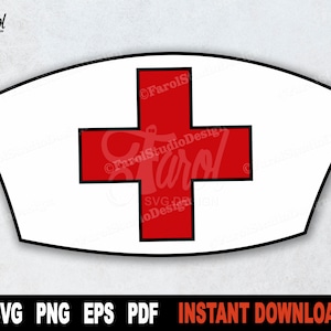 Nurse Hat SVG: Red Cross Clipart, Cricut & Silhouette (Digital Download)