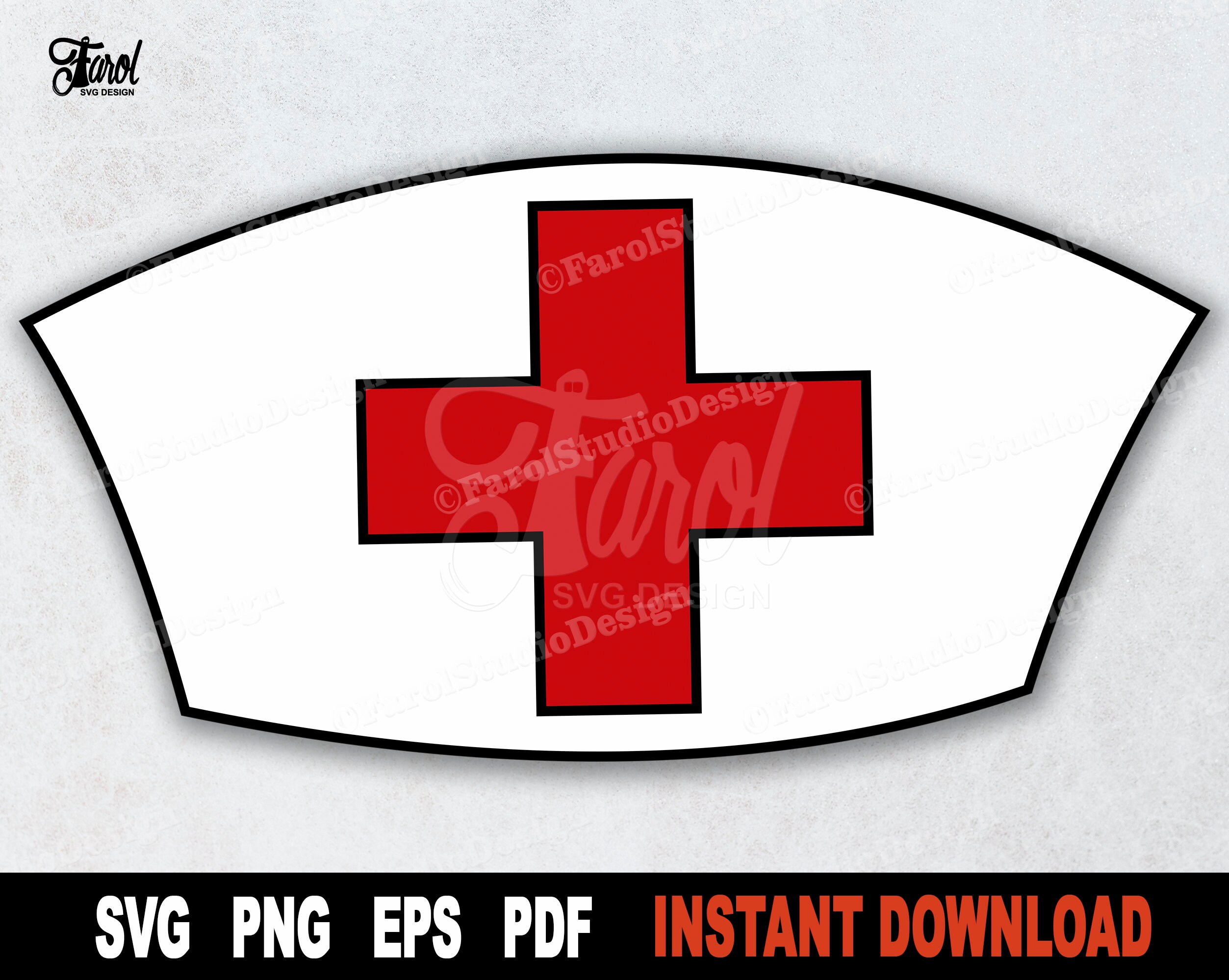 Nurse Hat SVG Cut File Nurse Hat With Red Cross SVG Nurse Etsy