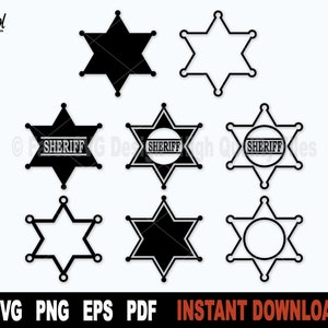 Sheriff Badge Svg, Sheriff Star Svg Bundle, Police Svg File For Cricut, Silhouette, Vector Clipart, Png Art Design- Instant Digital Download