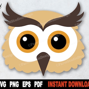 Owl SVG, Cute owl Face SVG File For Cricut, Silhouette, Owl Cut File, Animal Clipart - Instant Digital Download