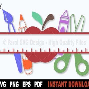 Maestro Svg, Maestro Split Monogram Archivo Svg para Cricut, Silueta, Regreso a la Escuela Svg, Útiles Escolares Vector Clipart- Descarga Digital
