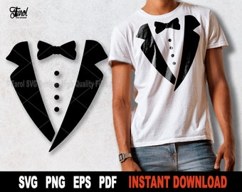 Smoking Silhouette SVG: Kostym & Slips Clipart (Digital Nedladdning)
