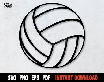 Voleibol SVG: Clipart de contorno negro (Descarga digital)