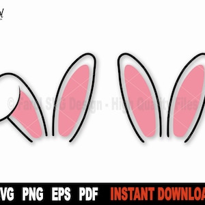 Bunny Ears SVG, 2 Designs Svg File For Cricut, Silhouette, Easter SVG Clipart, Ears Cut File, Spring Svg- Instant Digital Download