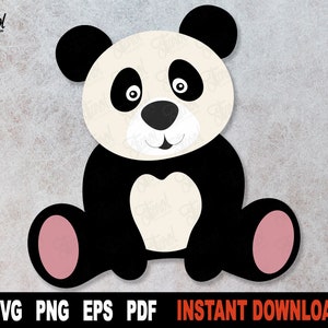 Panda SVG, Panda Bär SVG Datei für Cricut, Silhouette, Tier Clipart, Niedliche Panda Layered Cut Datei Sublimation Png- Sofortiger digitaler Download