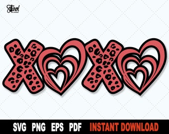 Leopard XOXO SVG: Valentine's Day Love Clipart (Digital Download)