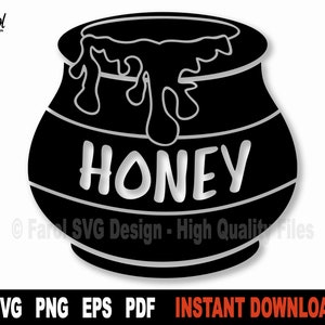 Honingpot SVG, honing SVG-bestand voor Cricut, silhouet, Bee Honey Svg-bestand voor snijden, honingpot Vector Clipart-Instant Digitale Download