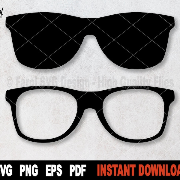 Glasses SVG, Glasses Svg File For Cricut, Black Silhouette, 2 Design Svg Cut File, Shapes, Vector, Clipart- Instant Digital Download