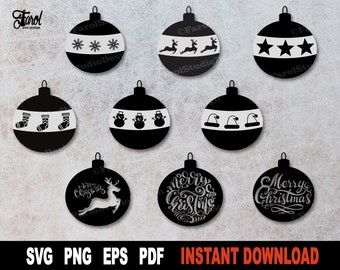 クリスマスオーナメント SVG バンドル: ホリデーシーンカットファイル (デジタルダウンロード)