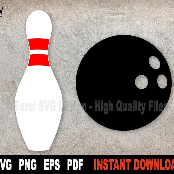 Bowling Ball SVG geschnitten Datei, Bowling Pin SVG-Datei für Cricut, Silhouette, Ball SVG Sport Clipart, Sublimation Png - sofortiger digitaler Download