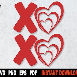XOXO SVG, Valentijnsdag Svg, Liefde svg, Silhouet SVG-bestand voor Cricut, Silhouet Png Clipart Cut-bestand, Instant Digitale Download