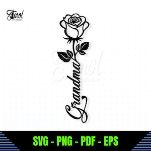 Abuela Rosa SVG / Archivo SVG de la Abuela / Diseño de Regalo para el Día de la Abuela / Abuela Floral SVG / Descarga Digital Instantánea