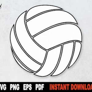 Volleyball SVG Solid White Volleyball With Black Outline SVG - Etsy