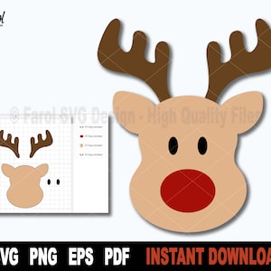 Rendieren Svg, rendieren gezicht Svg-bestand voor Cricut, silhouet, kerst Svg, vakantie Svg Vector Clipart, shirt Png Art Design