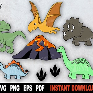 Dinosaur SVG Bundle, Cartoon SVG File For Cricut, Silhouette, Animal Clipart,  Dinosaur Vectors files, Sublimation- Instant Digital Download