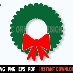 Christmas Wreath Svg, Wreath Svg, Christmas Svg File For Cricut, Silhouette, Xmas Wreath Svg Vector Clipart, Holiday Svg Cut File