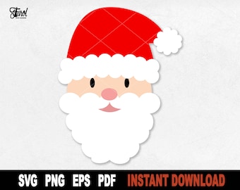 Santa Head SVG: Christmas Clipart for Cricut, Silhouette (Digital Download)