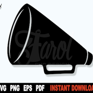 Megaphone svg Cut file, Black Megaphone Silhouette, Sport clipart SVG File For Cricut, cheerleading svg- Instant Digital Download