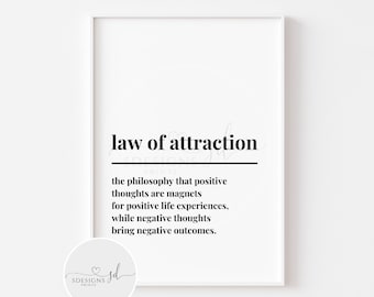 Law Of Attraction Print | Law Of Attraction Definition | Motivational Quote | Affirmation | Positive Wall Art | Home Decor | Manifest