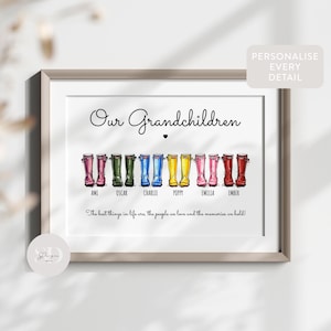 Personalised Grandchildren Welly Boots Print, Grandparent Gift, Grandma Gift, Grandad Gift, Grandparent Wall Art, Grandchildren Names