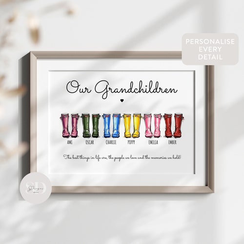 Grandchildren Welly Boot Print Grandparent Gift Personalised Etsy UK