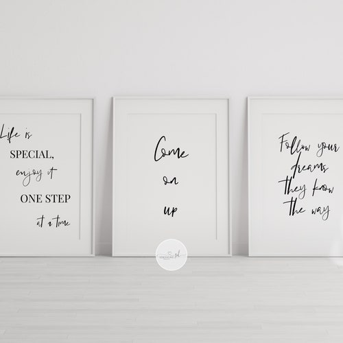 Staircase Set of 3 Quote Prints Hallway Entryway Quote Etsy